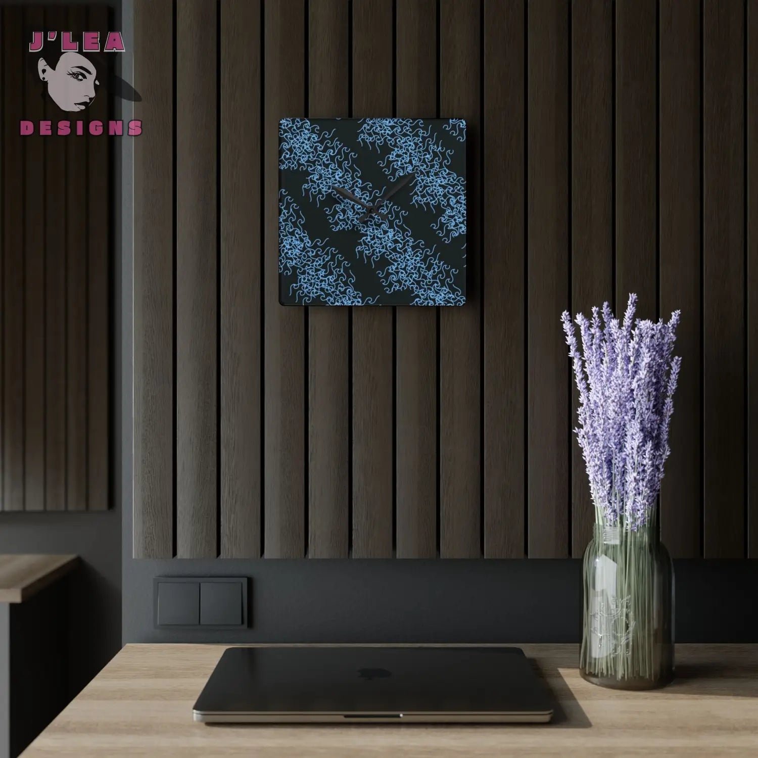 Curly Current - Timekeeper by J’Lea Designs | Square Acrylic Wall Clock - 10.75’’ × 10.75’’ (Square) - Home Decor