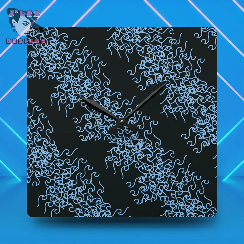 Curly Current - Timekeeper by J’Lea Designs | Square Acrylic Wall Clock - 10.75’’ × 10.75’’ (Square) - Home Decor
