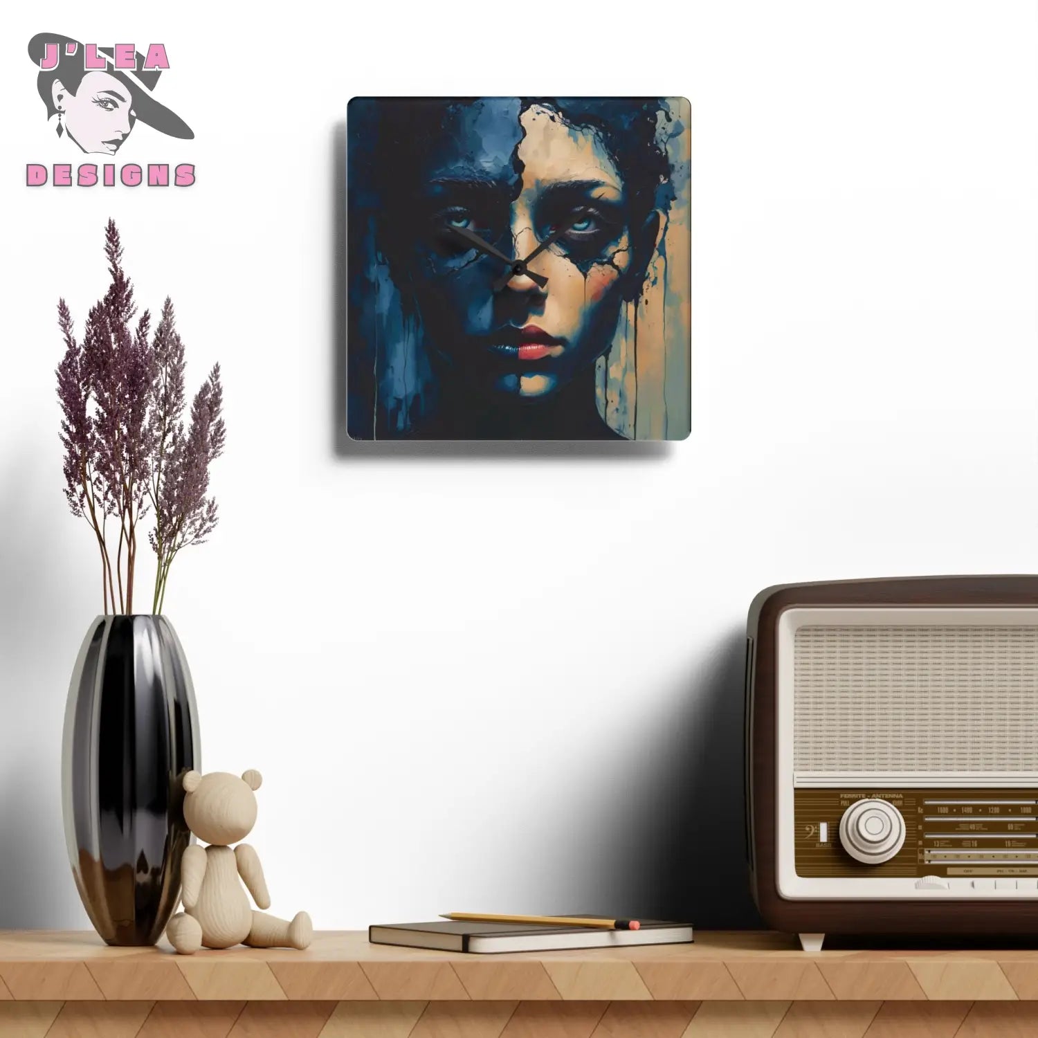 Duality Unveiled Acrylic Wall Clock Art 10.75’’ × 10.75’’ (Square) Home Decor
