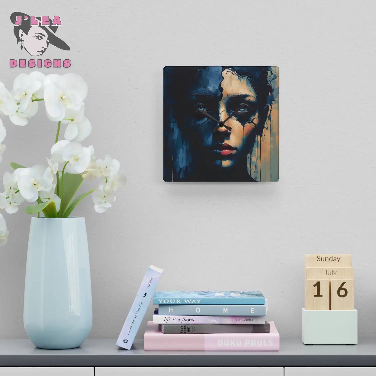 Duality Unveiled Acrylic Wall Clock Art 10.75’’ × 10.75’’ (Square) Home Decor