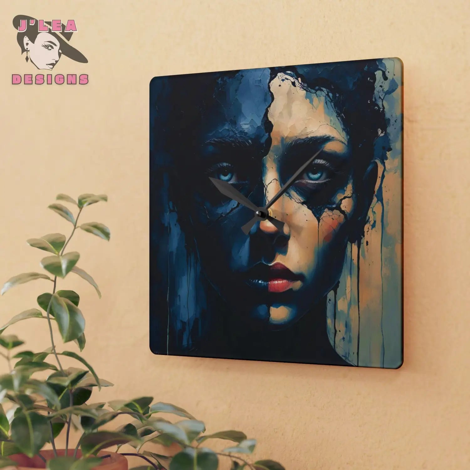 Duality Unveiled Acrylic Wall Clock Art 10.75’’ × 10.75’’ (Square) Home Decor