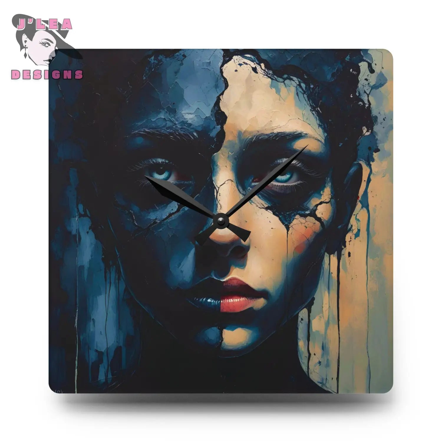 Duality Unveiled Acrylic Wall Clock Art 10.75’’ × 10.75’’ (Square) Home Decor