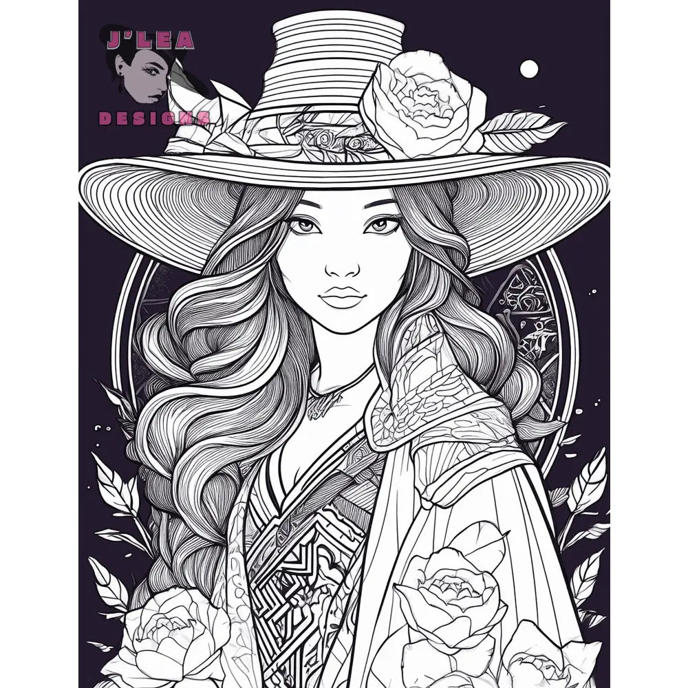 Elegant Whimsy: Floral Crown | Coloring Page - J'Lea Designs