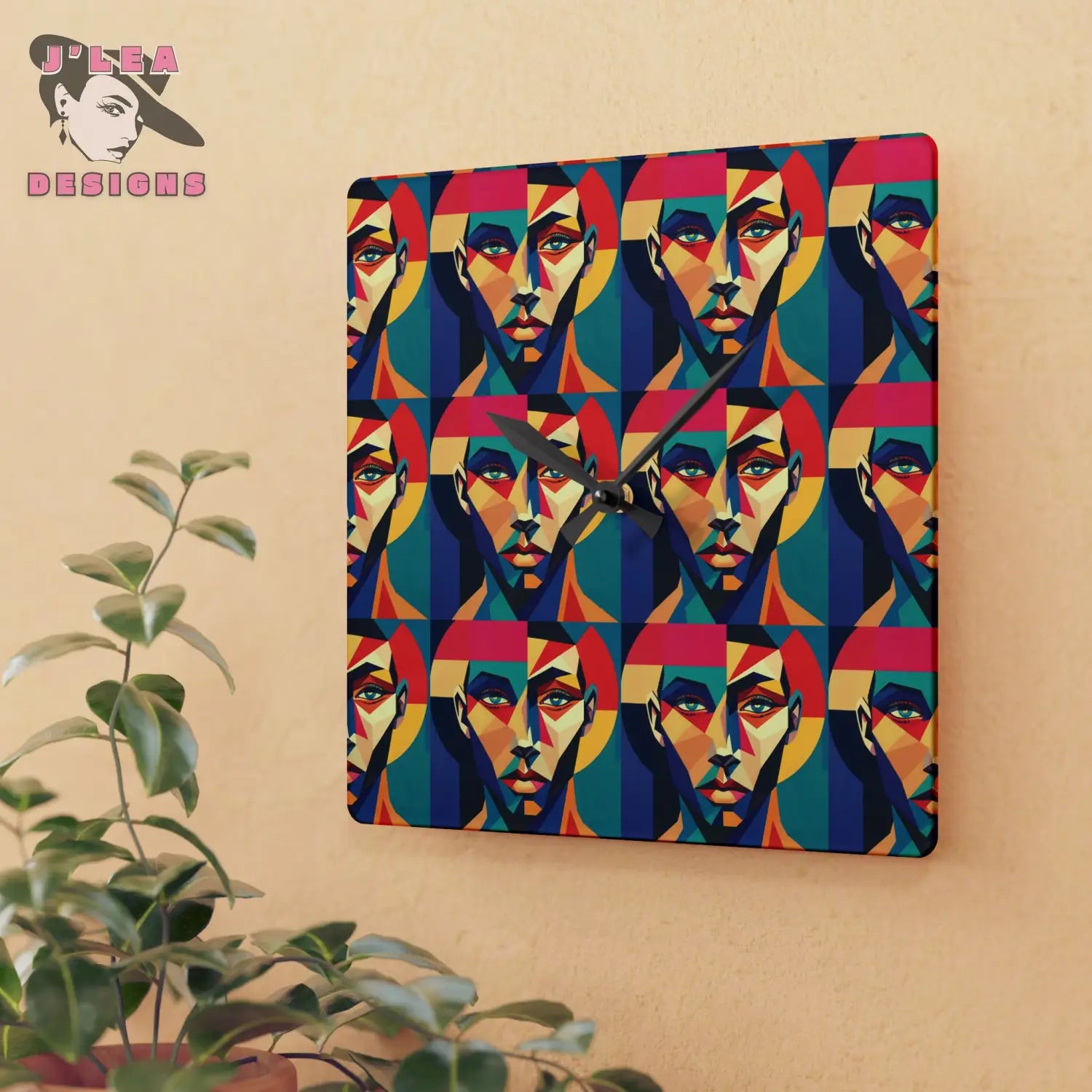 Eyes On You Geometric Wall Clock Home Decor 10.75’’ × 10.75’’ (Square) Home Decor