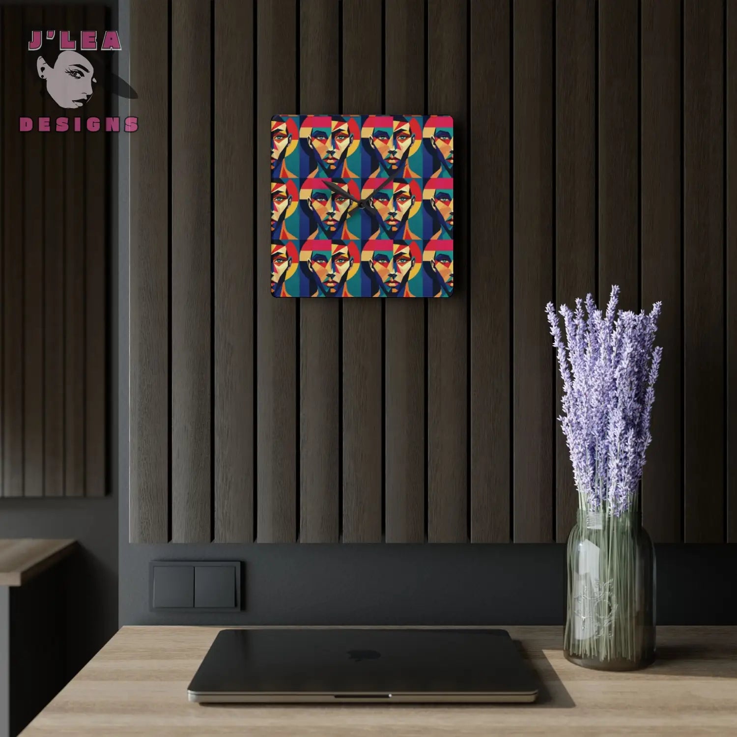 Eyes On You Geometric Wall Clock Home Decor 10.75’’ × 10.75’’ (Square) Home Decor