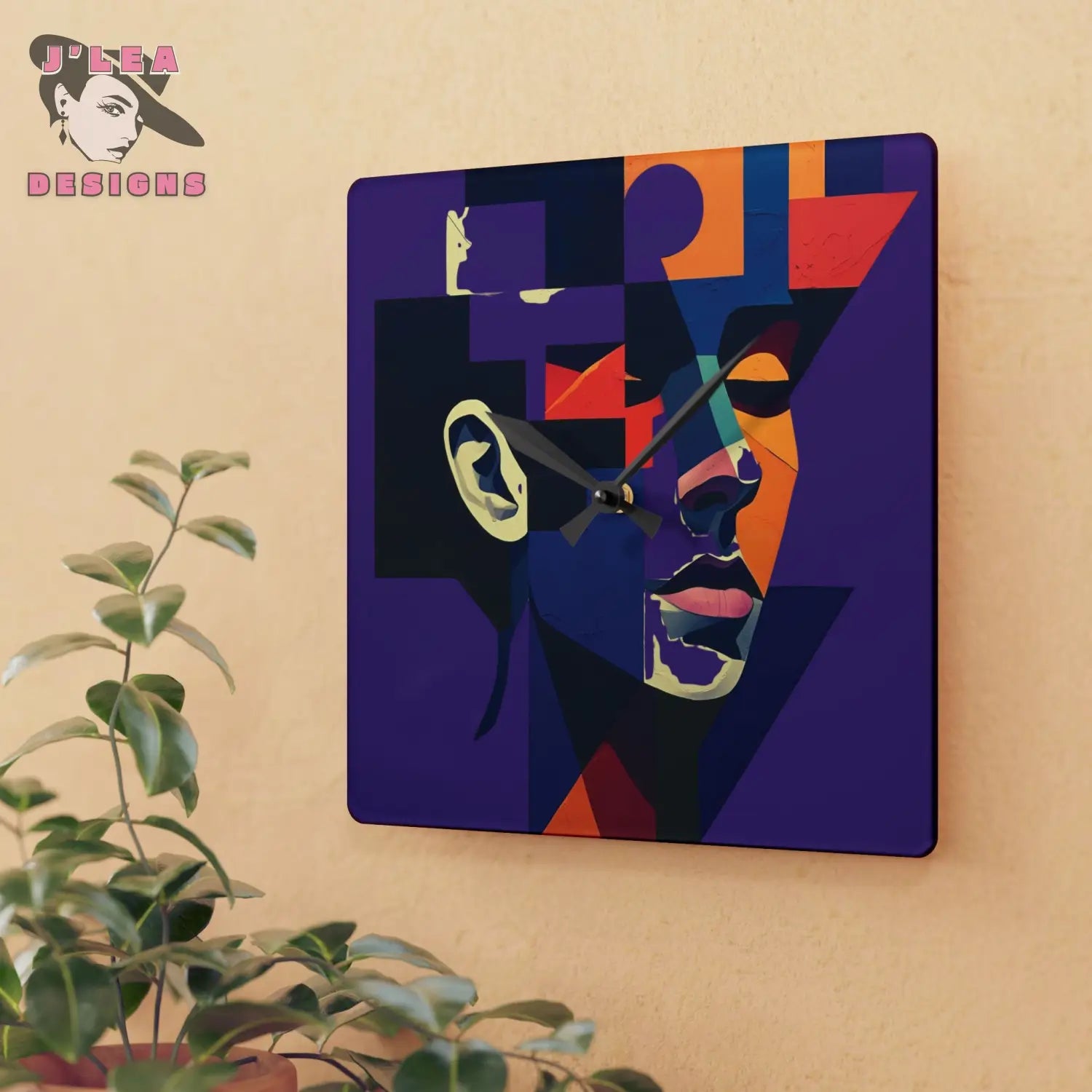 Face Value Abstract Art Clock Decor Prints 10.75’’ × 10.75’’ (Square) Home Decor