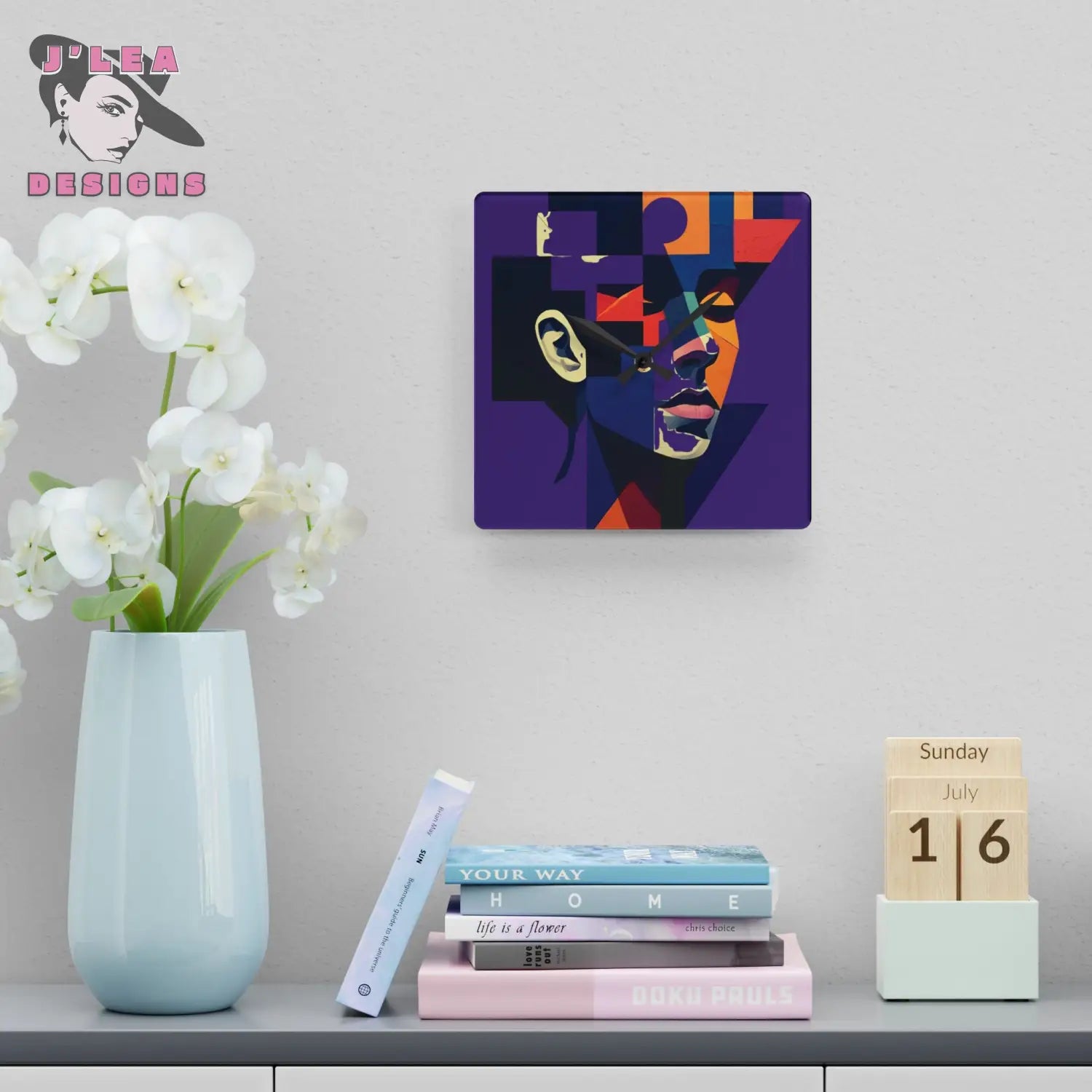 Face Value Abstract Art Clock Decor Prints 10.75’’ × 10.75’’ (Square) Home Decor