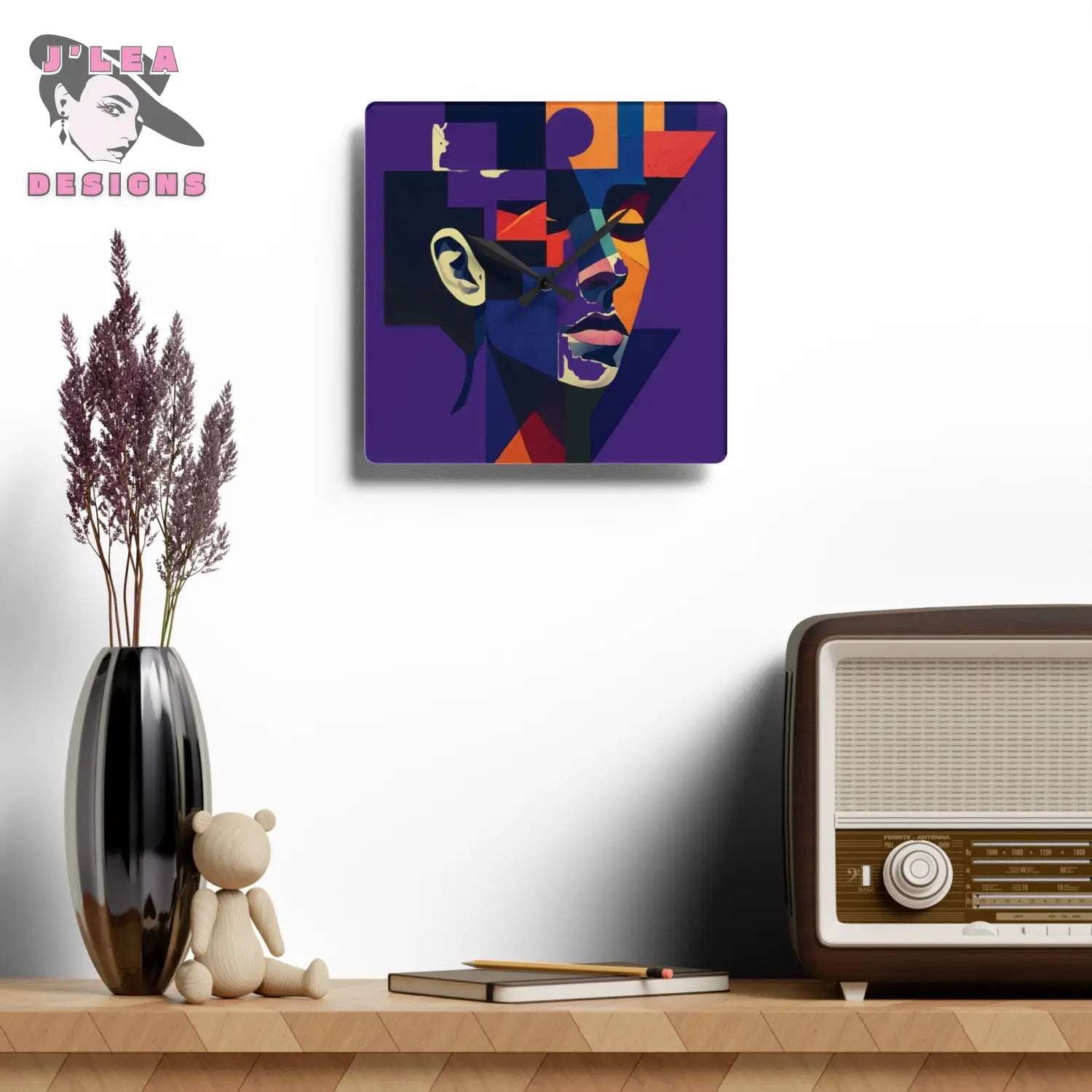 Face Value Abstract Art Clock Decor Prints 10.75’’ × 10.75’’ (Square) Home Decor