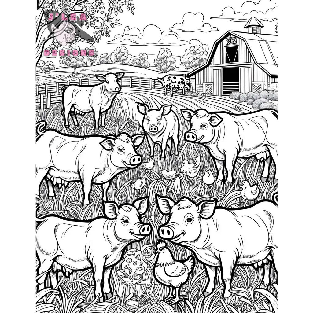 Farm Animals Coloring Pages Awaken Meditative Beauty - Coloring Page