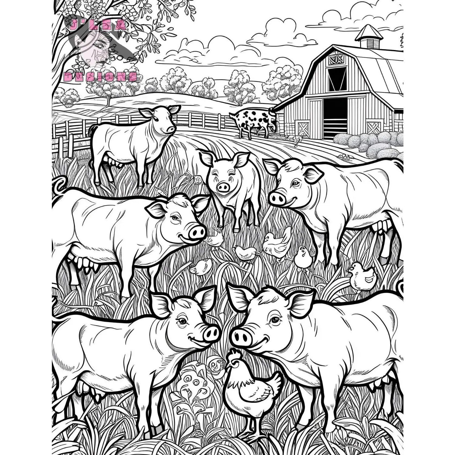 Farm Animals Coloring Pages Awaken Meditative Beauty - Coloring Page