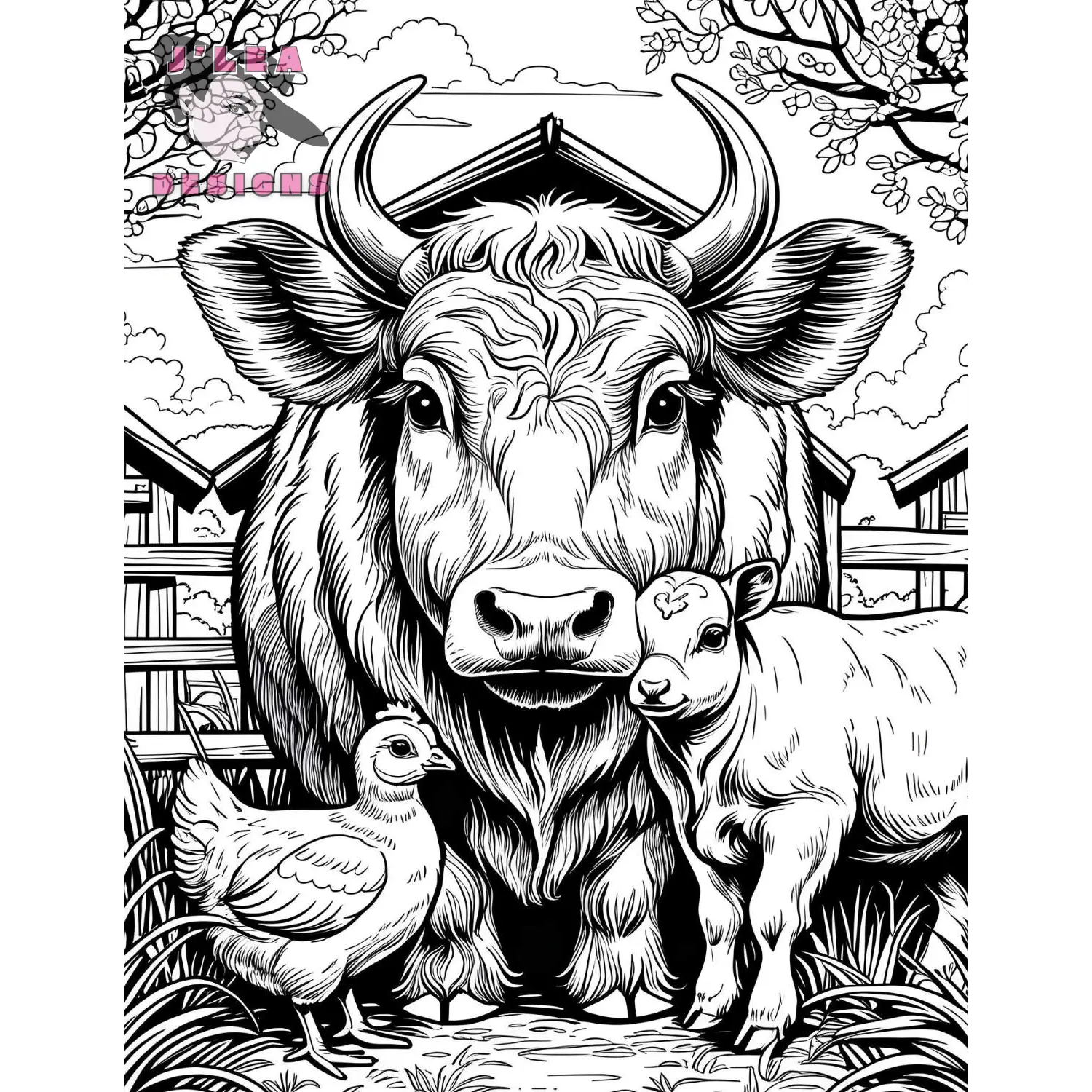 Farm Animals Coloring Pages Awaken Meditative Beauty - Coloring Page