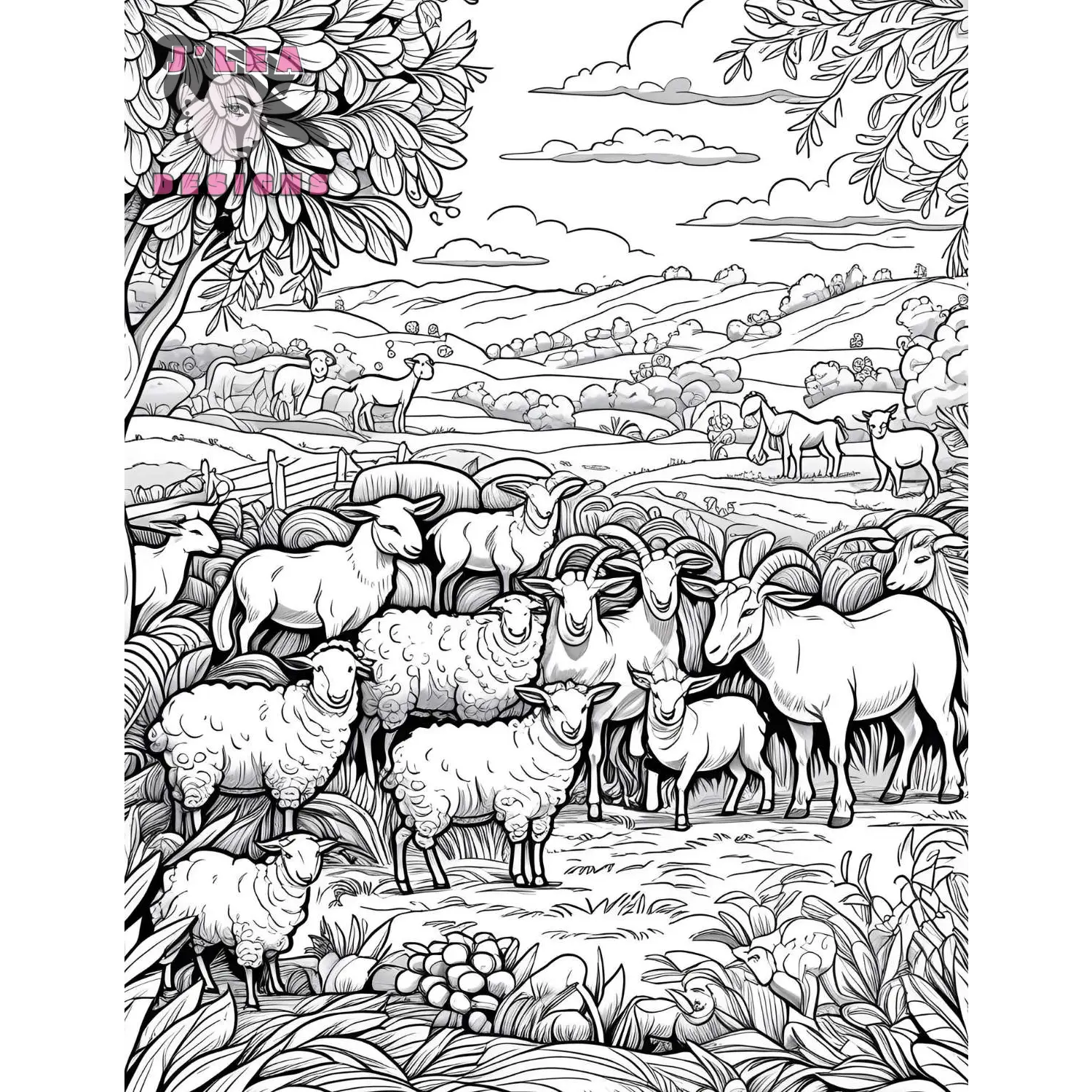 Farm Animals Coloring Pages Awaken Meditative Beauty - Coloring Page