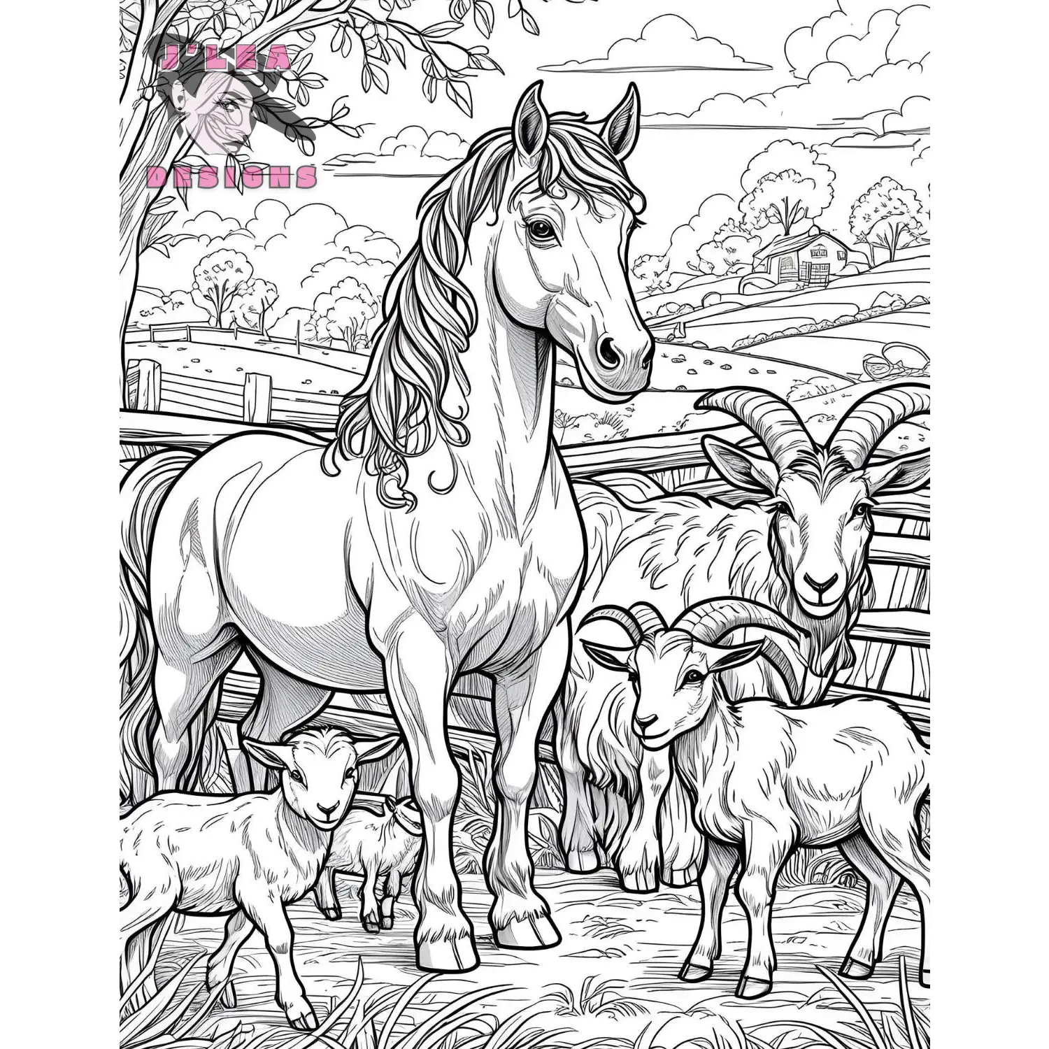 Farm Animals Coloring Pages Awaken Meditative Beauty - Coloring Page