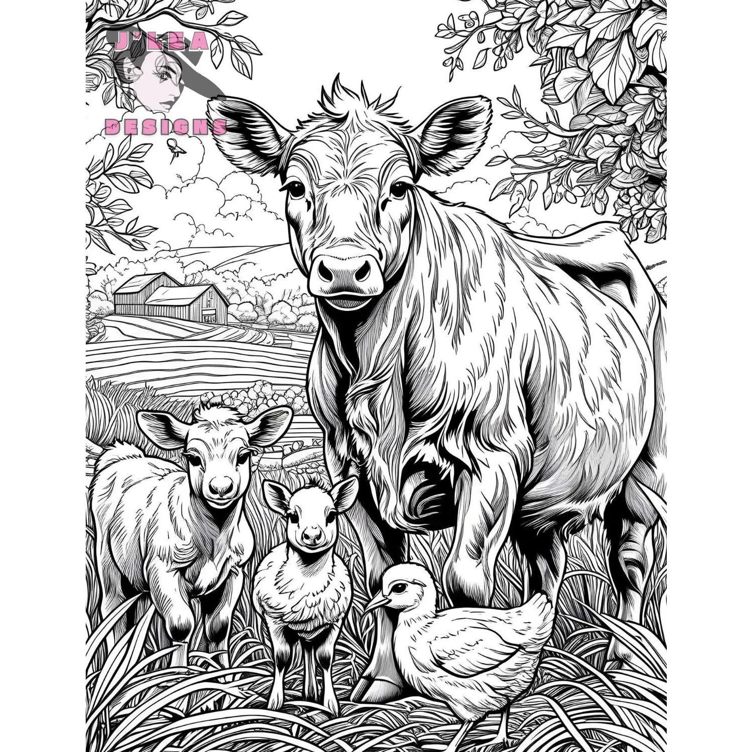 Farm Animals Coloring Pages Awaken Meditative Beauty - Coloring Page