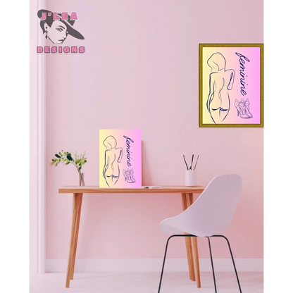 Feminine Form Line Art Print - Lifestyle Mockup Image - by J'Lea Designs