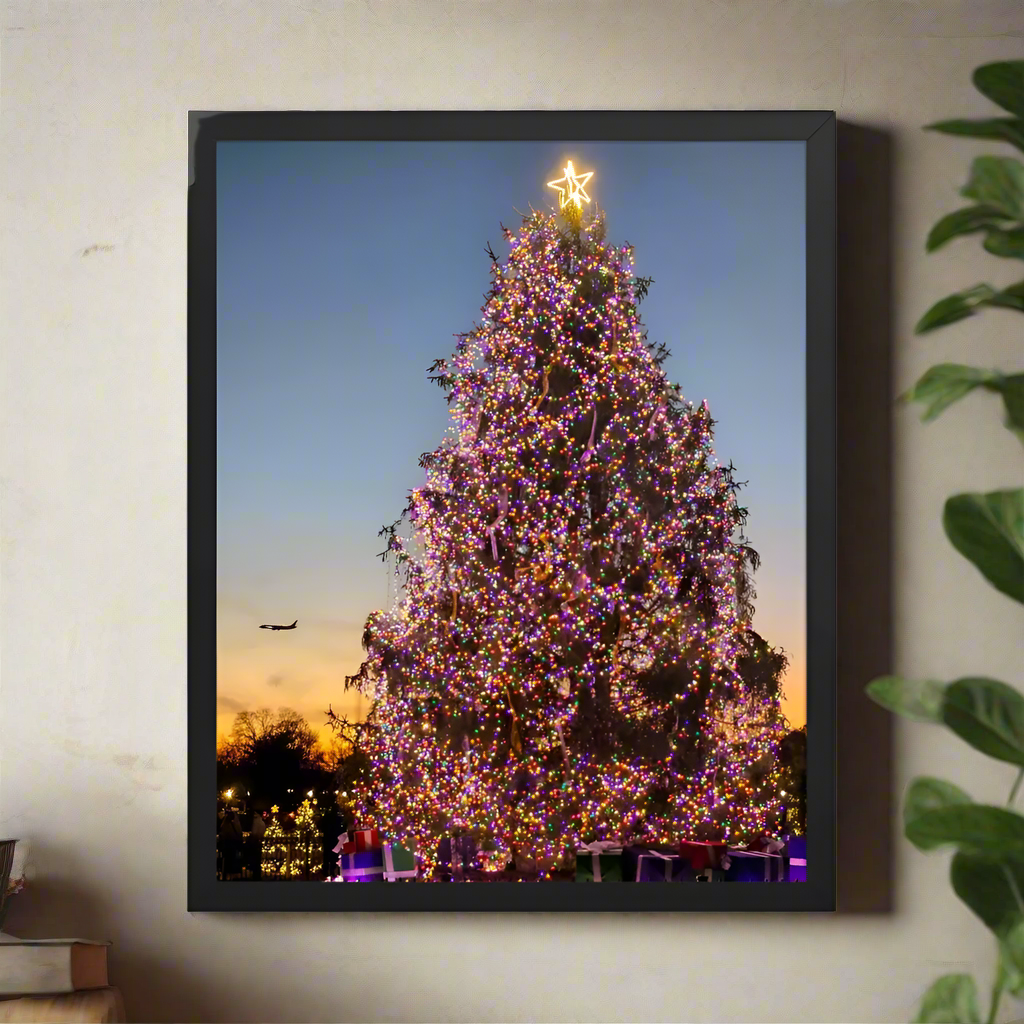 Festive Glow: White House Christmas | Framed Fine Art Landscape Print by J’Lea Designs - Wall Art