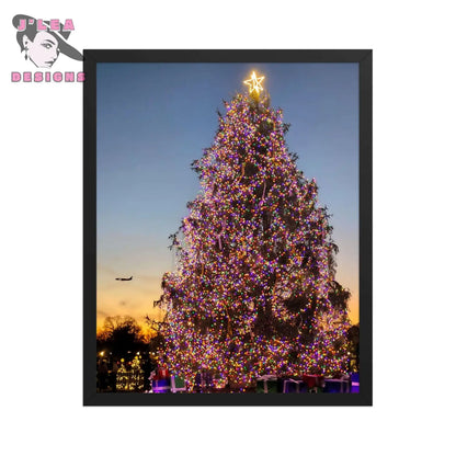 Festive Glow: White House Christmas | Framed Fine Art Landscape Print by J’Lea Designs - Black - Wall Art
