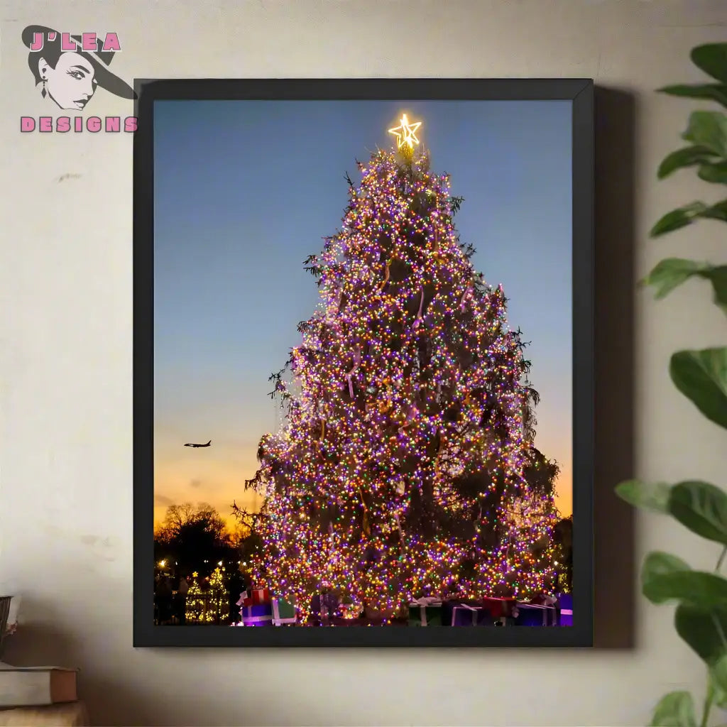 Festive Glow: White House Christmas | Framed Fine Art Landscape Print by J’Lea Designs - Wall Art