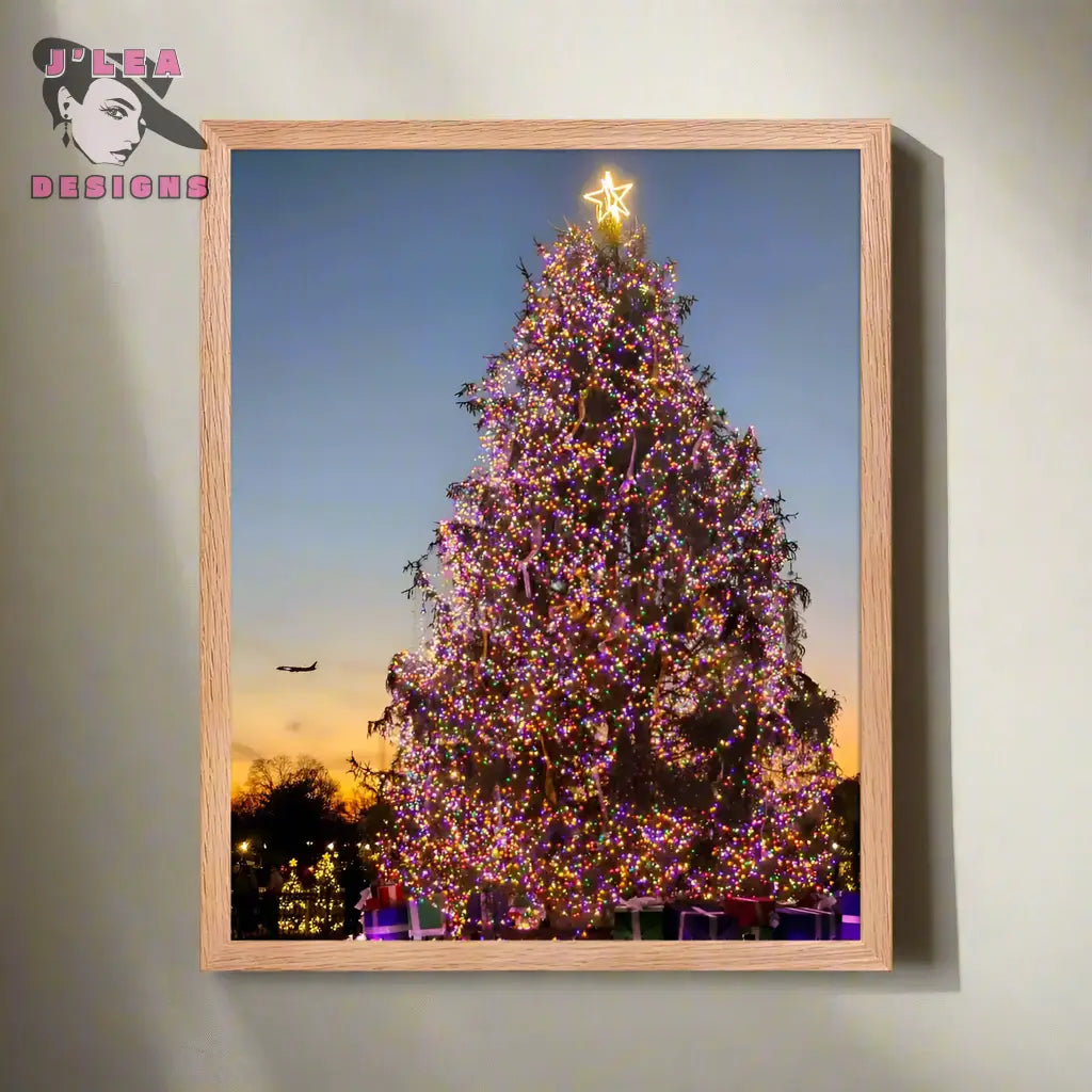 Festive Glow: White House Christmas | Framed Fine Art Landscape Print by J’Lea Designs - Wall Art