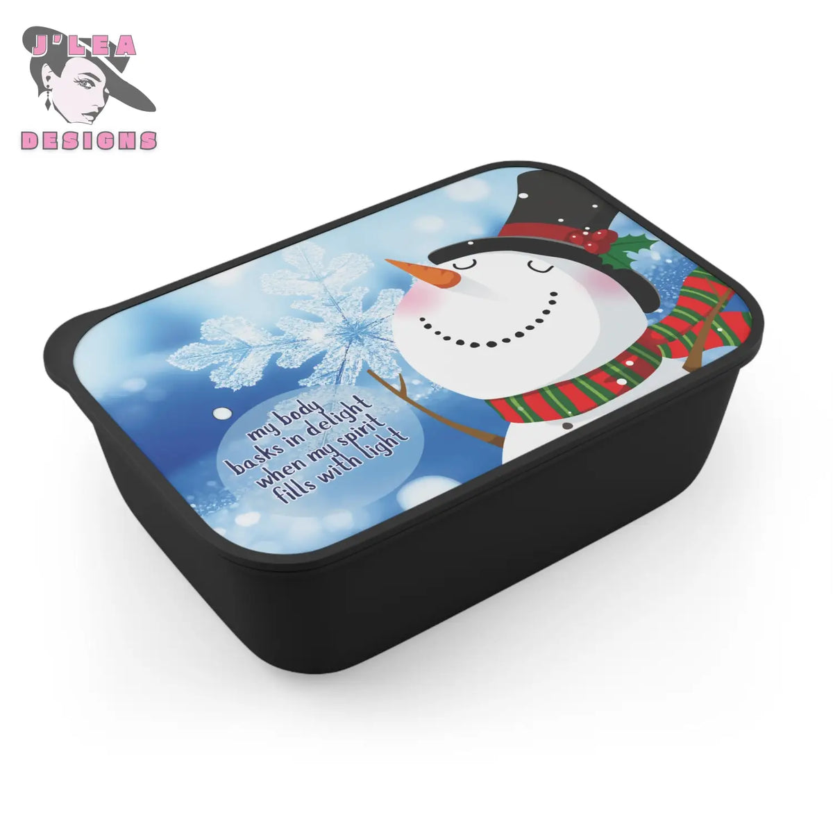 Frosted Joy Bento Box by J’Lea Designs – Limited-Edition with Printed Affirmation for Light Filled Nourishment - Black