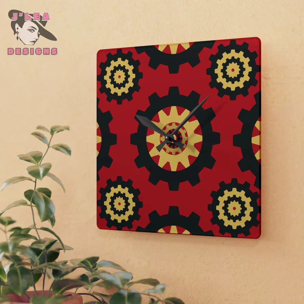 Gearstorm - Timekeeper by J’Lea Designs | Square Acrylic Wall Clock - 10.75’’ × 10.75’’ (Square) - Home Decor