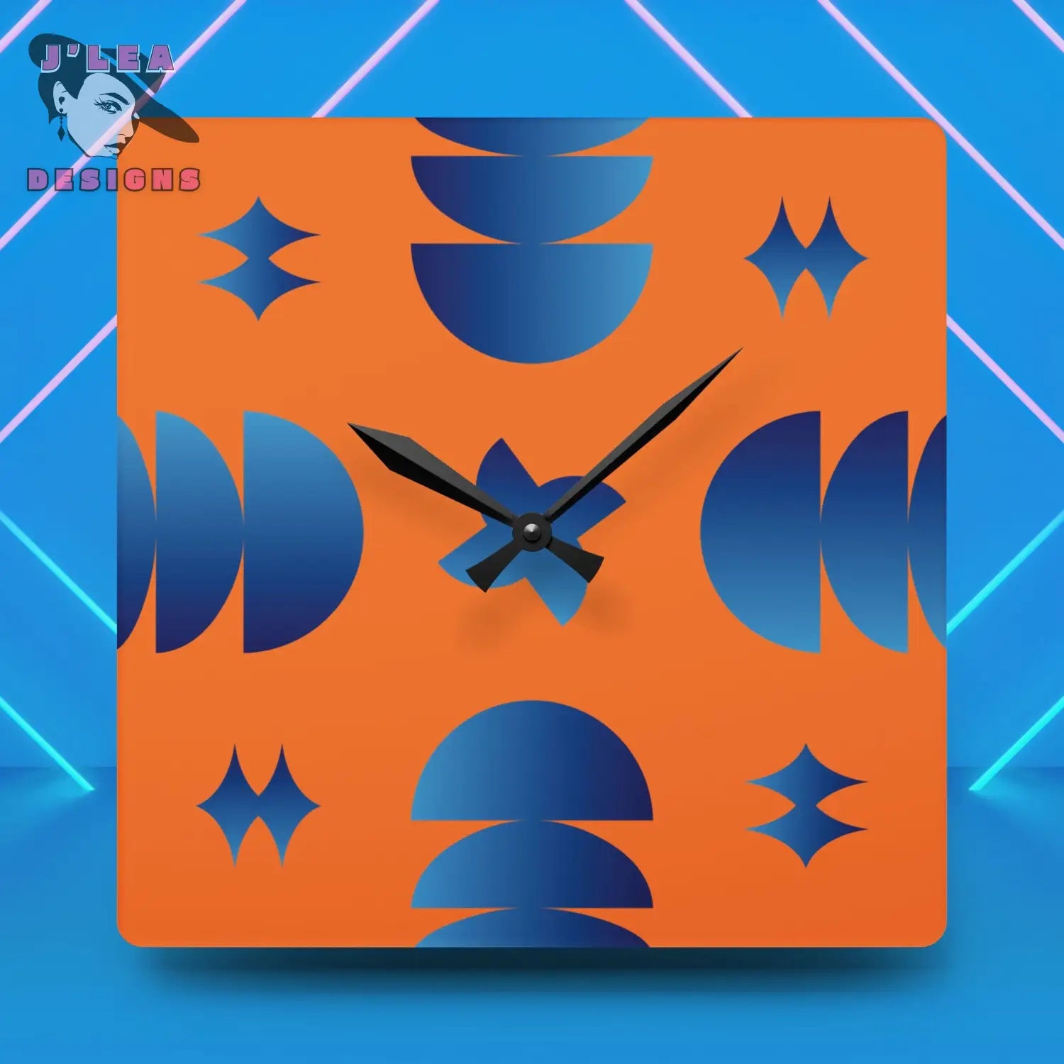 Geometric Pulse - Timekeeper by J’Lea Designs | Square Acrylic Wall Clock - 10.75’’ × 10.75’’ (Square) - Home Decor