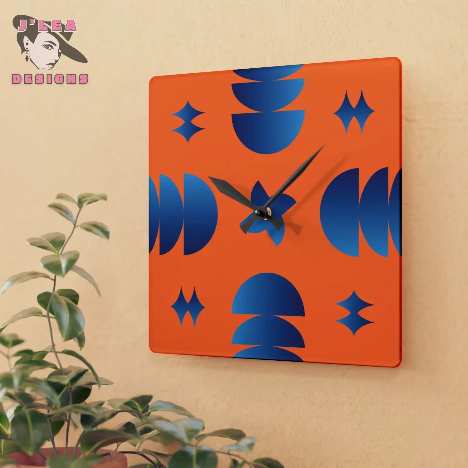 Geometric Pulse - Timekeeper by J’Lea Designs | Square Acrylic Wall Clock - 10.75’’ × 10.75’’ (Square) - Home Decor