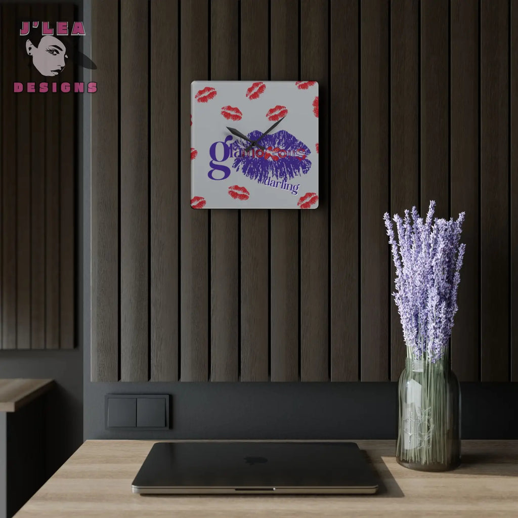 Glamorous Darling - Timekeeper by J’Lea Designs | Square Acrylic Wall Clock - 10.75’’ × 10.75’’ (Square) - Home Decor