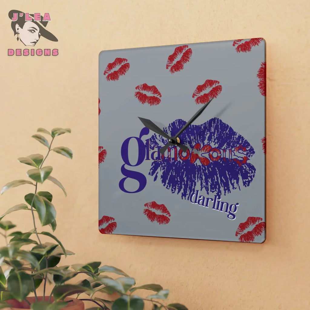 Glamorous Darling - Timekeeper by J’Lea Designs | Square Acrylic Wall Clock - 10.75’’ × 10.75’’ (Square) - Home Decor