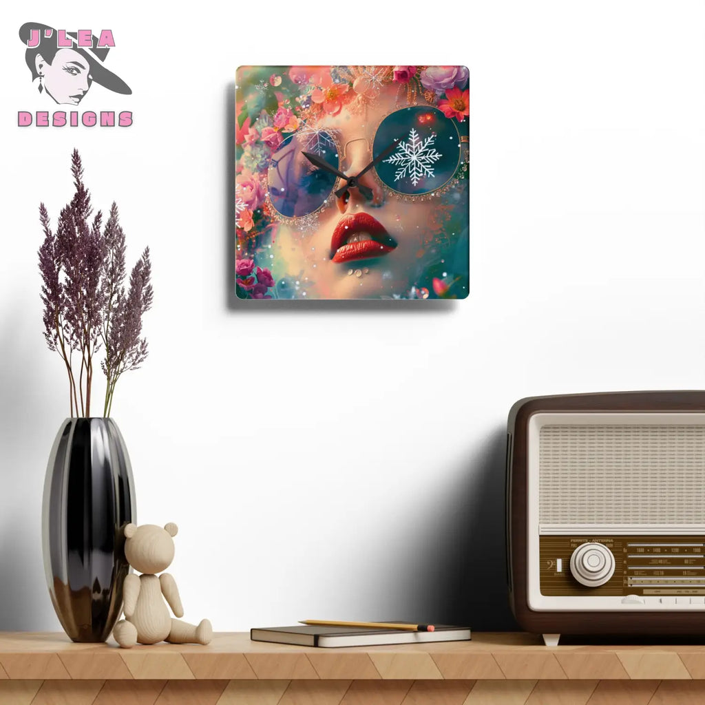 Glamour of Time (Winter Edition) Timekeeper by J’Lea Designs - December’s Limited-Edition Acrylic Wall Clock