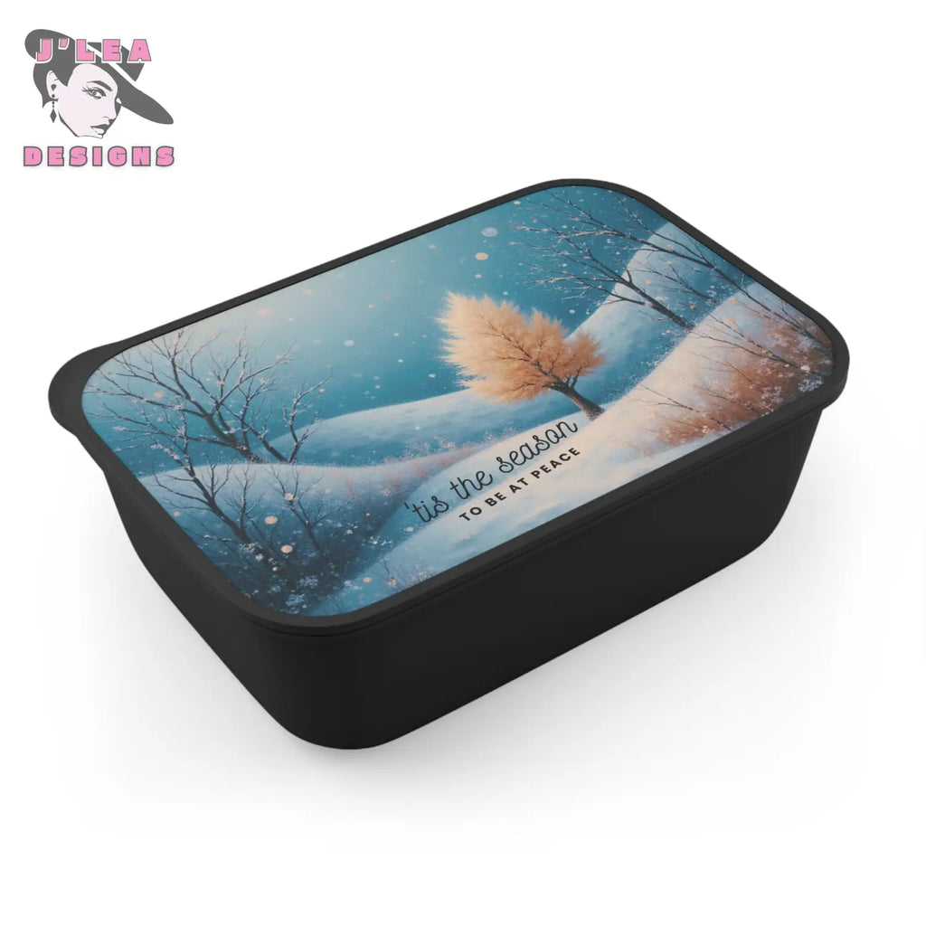Golden Stillness Bento Box by J’Lea Designs – Limited-Edition with Printed Affirmation for Peaceful Nourishment - Black