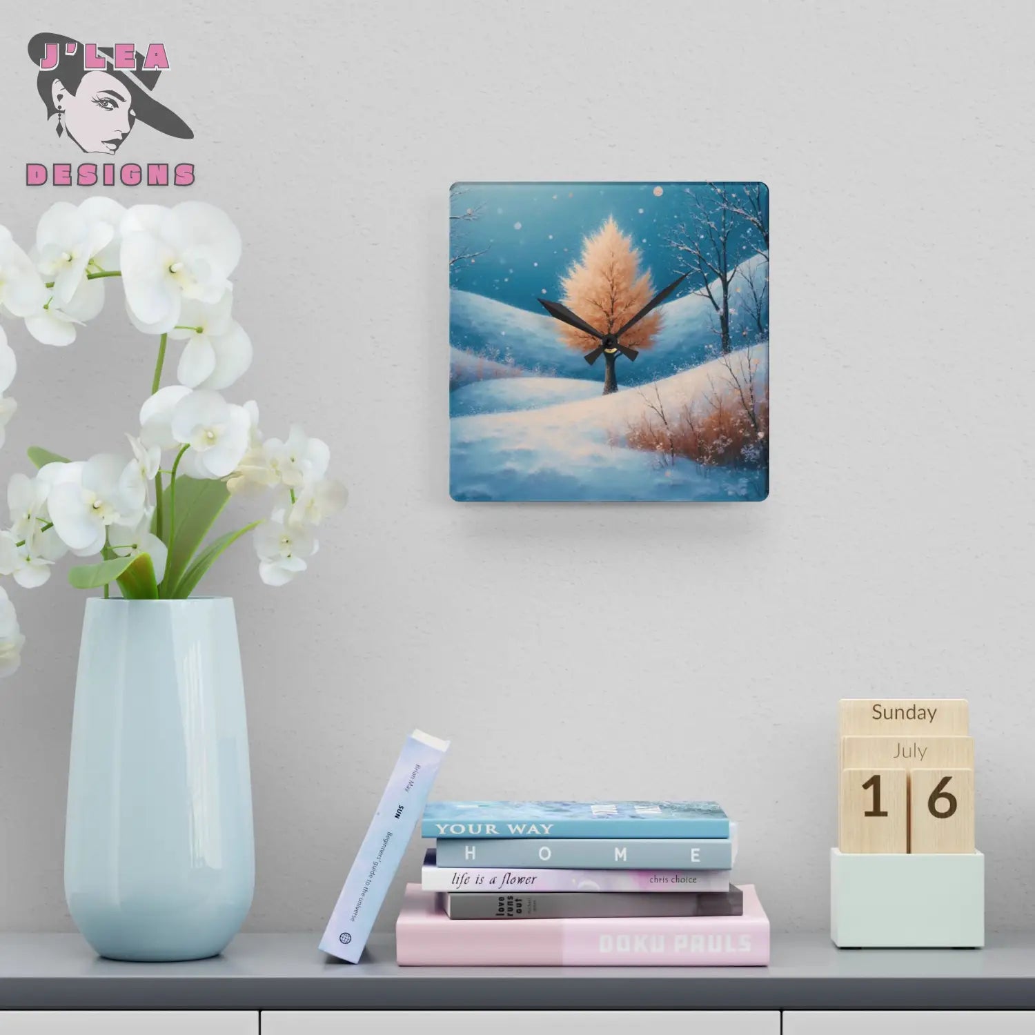 Golden Stillness Timekeeper by J’Lea Designs - December’s Limited-Edition Acrylic Wall Clock for Winter Reflection