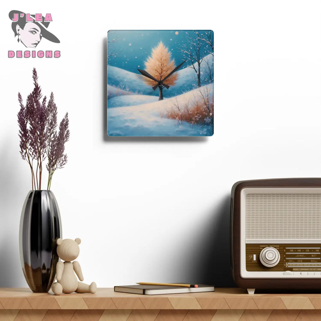 Golden Stillness Timekeeper by J’Lea Designs - December’s Limited-Edition Acrylic Wall Clock for Winter Reflection