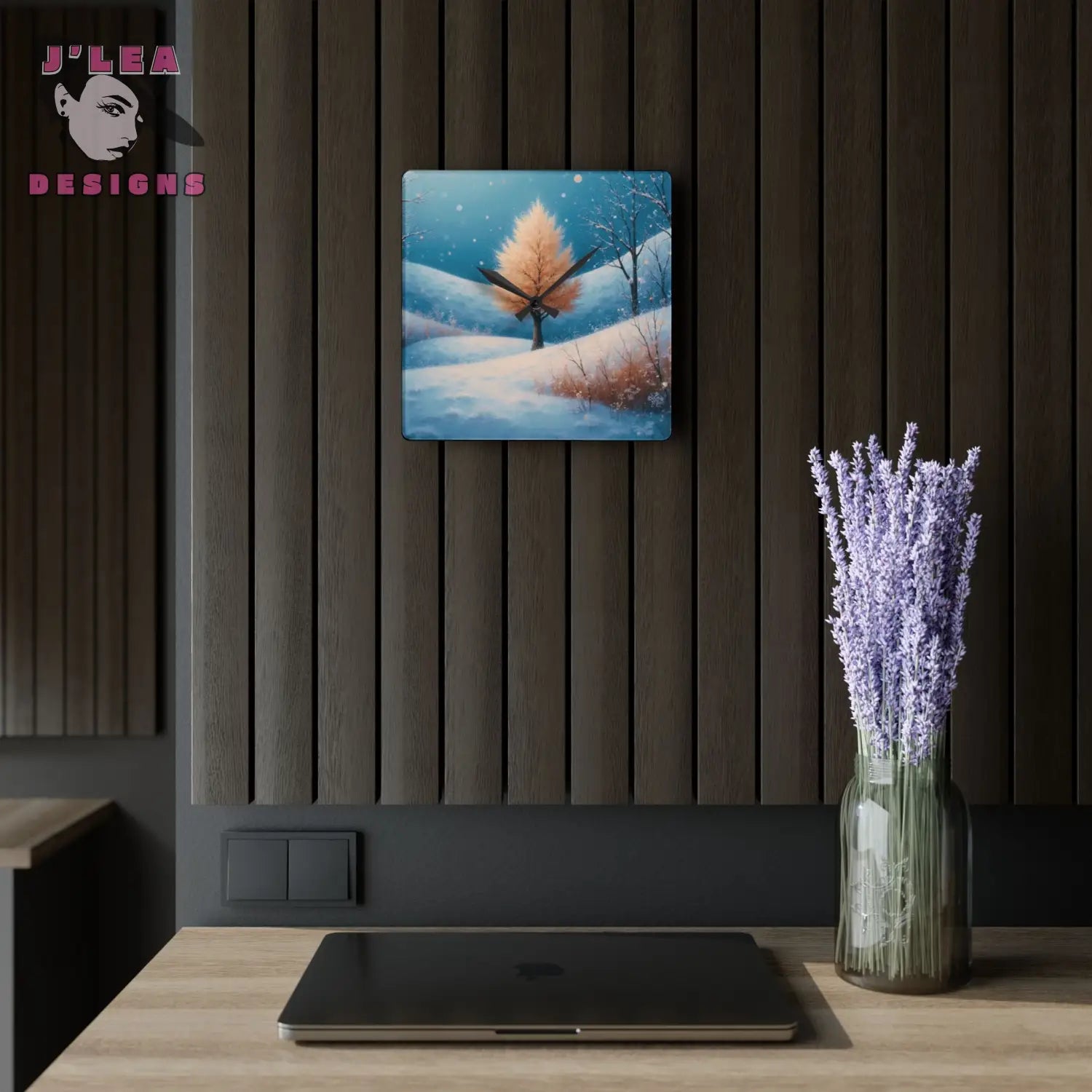 Golden Stillness Timekeeper by J’Lea Designs - December’s Limited-Edition Acrylic Wall Clock for Winter Reflection