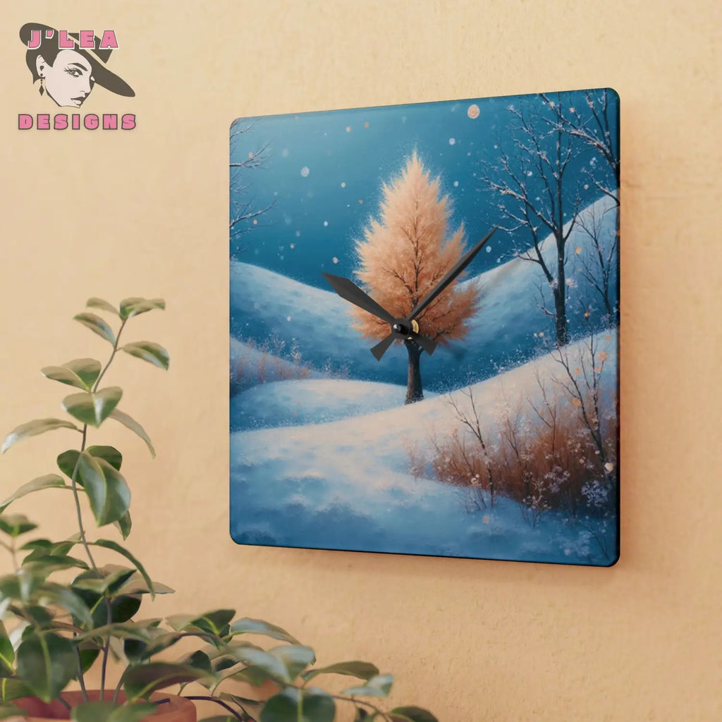 Golden Stillness Timekeeper by J’Lea Designs - December’s Limited-Edition Acrylic Wall Clock for Winter Reflection