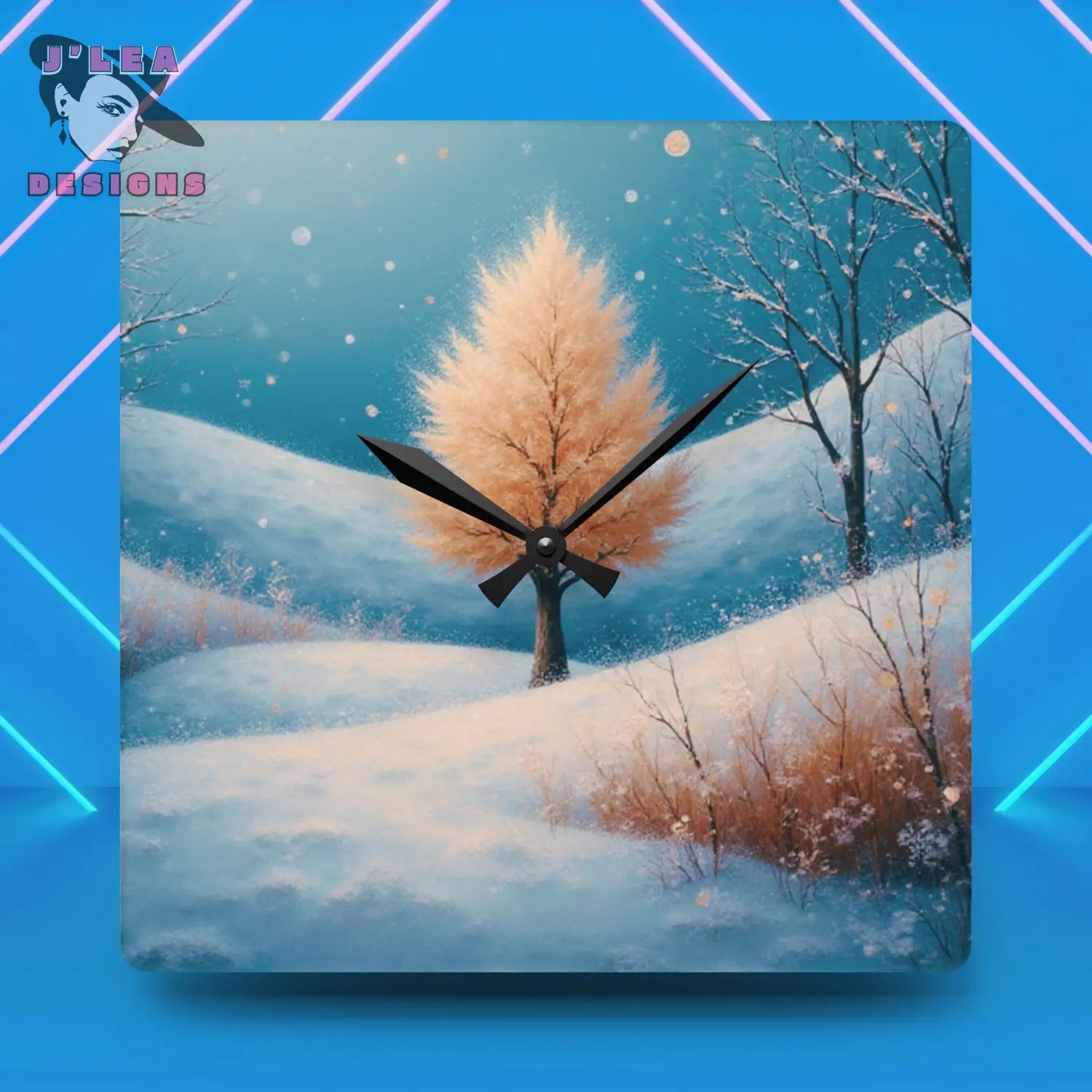 Golden Stillness Timekeeper by J’Lea Designs - December’s Limited-Edition Acrylic Wall Clock for Winter Reflection