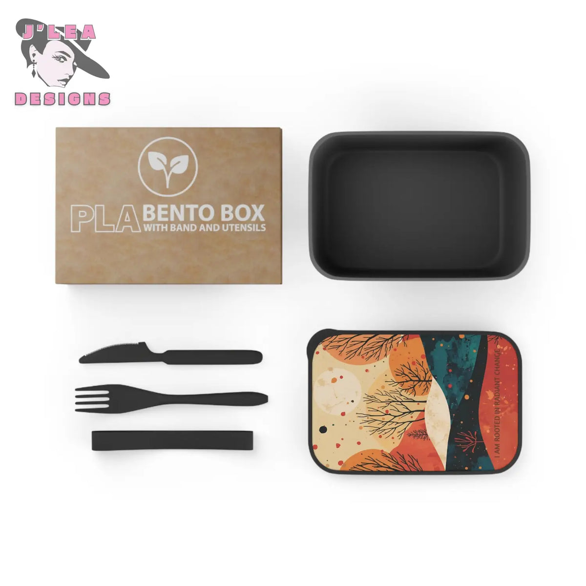 Gratitude Between Worlds by J’Lea Designs - Transformative Eco-Friendly Bento Box with Abstract Tree Design