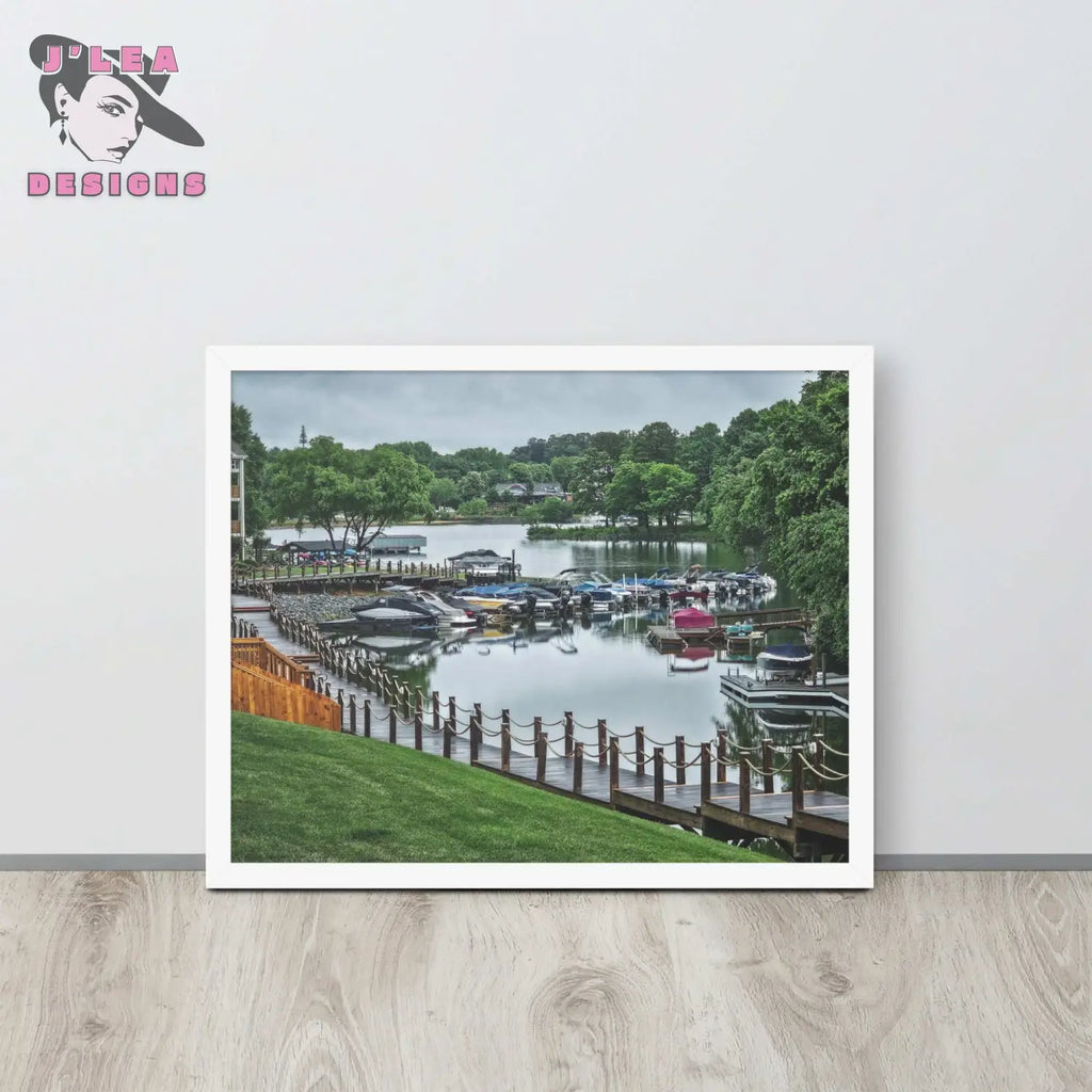Lake Norman Marina: A Peaceful Retreat | Framed Fine Art Landscape Print by J’Lea Designs - White - Wall Art
