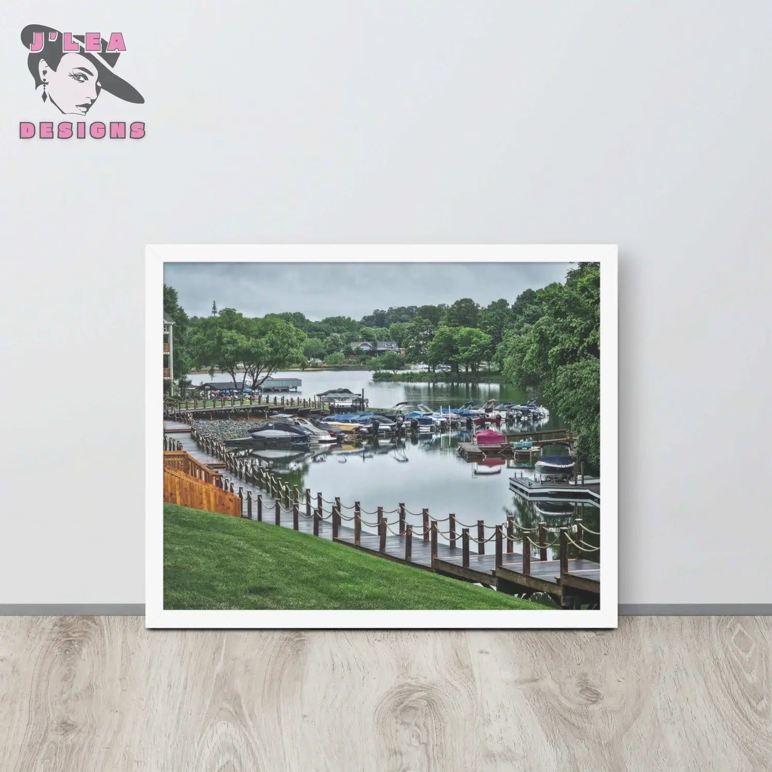 Lake Norman Marina: A Peaceful Retreat | Framed Fine Art Landscape Print by J’Lea Designs - White - Wall Art