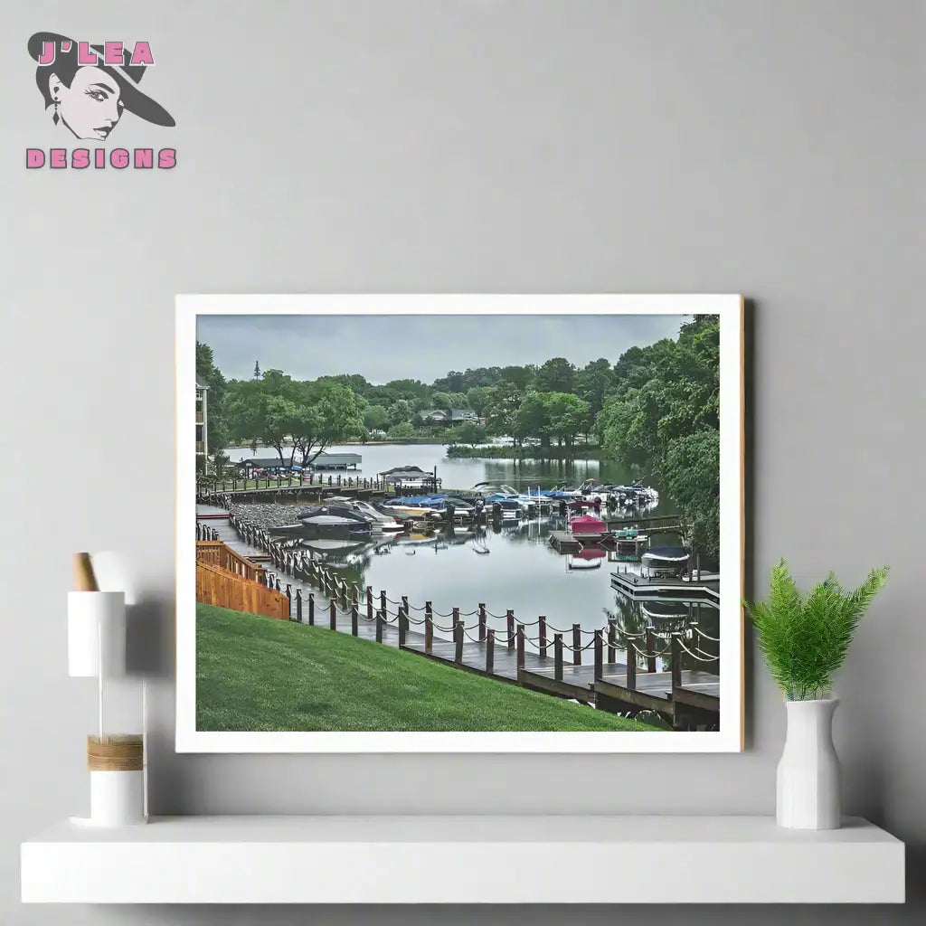 Lake Norman Marina: A Peaceful Retreat | Framed Fine Art Landscape Print by J’Lea Designs - Wall Art