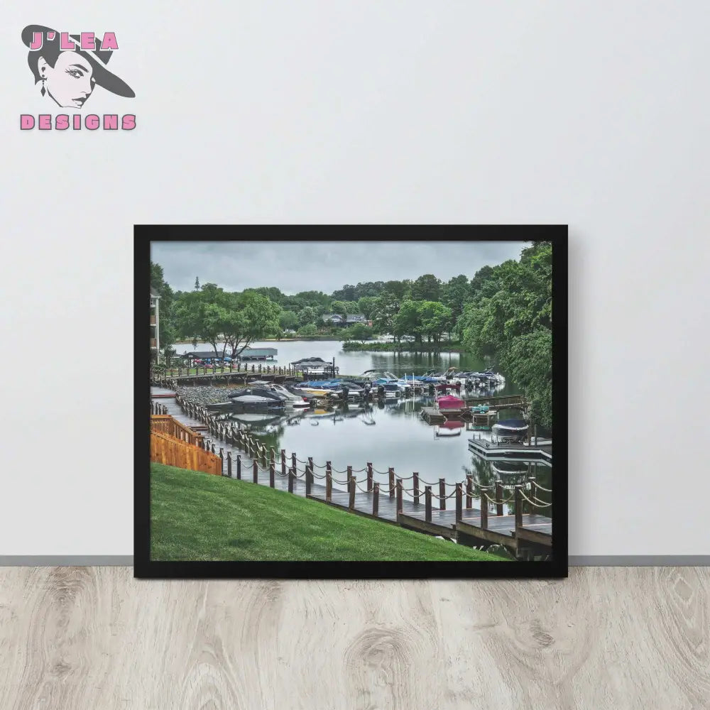 Lake Norman Marina: A Peaceful Retreat | Framed Fine Art Landscape Print by J’Lea Designs - Black - Wall Art