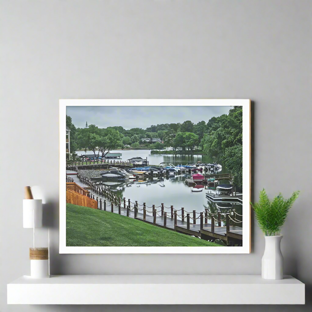 Lake Norman Marina: A Peaceful Retreat | Framed Fine Art Landscape Print by J'Lea Designs