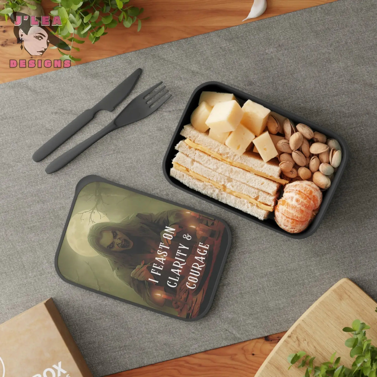 Limited Edition - Bento of the Blood Moon - Gothic Bento Box with Utensils by J’Lea Designs - Perfect for Halloween