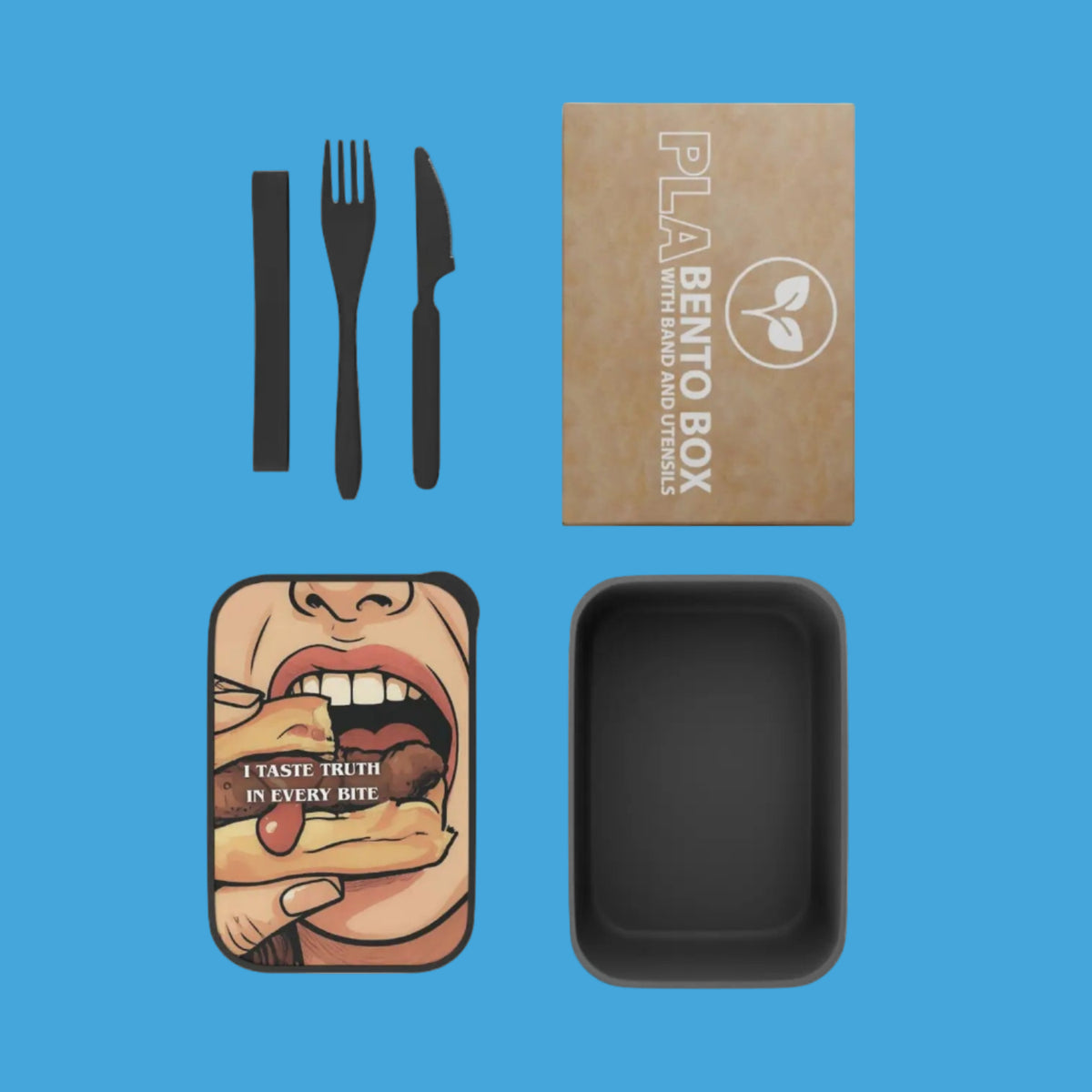 Limited Edition - Truth Bites by J’Lea Designs - Cartoon Bento Box with Utensils - Perfect for Lunch on the Go Unique