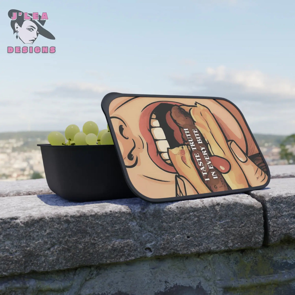 Limited Edition - Truth Bites by J’Lea Designs - Cartoon Bento Box with Utensils - Perfect for Lunch on the Go Unique