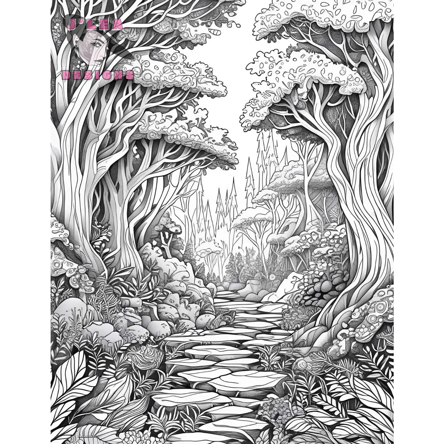 Magical Forest Adult Coloring Pages Printable Collection - Coloring Page
