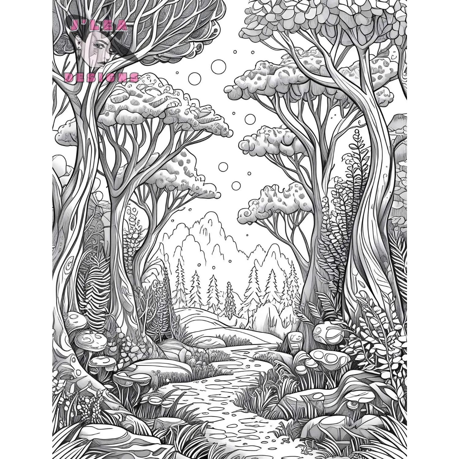 Magical Forest Adult Coloring Pages Printable Collection - Coloring Page