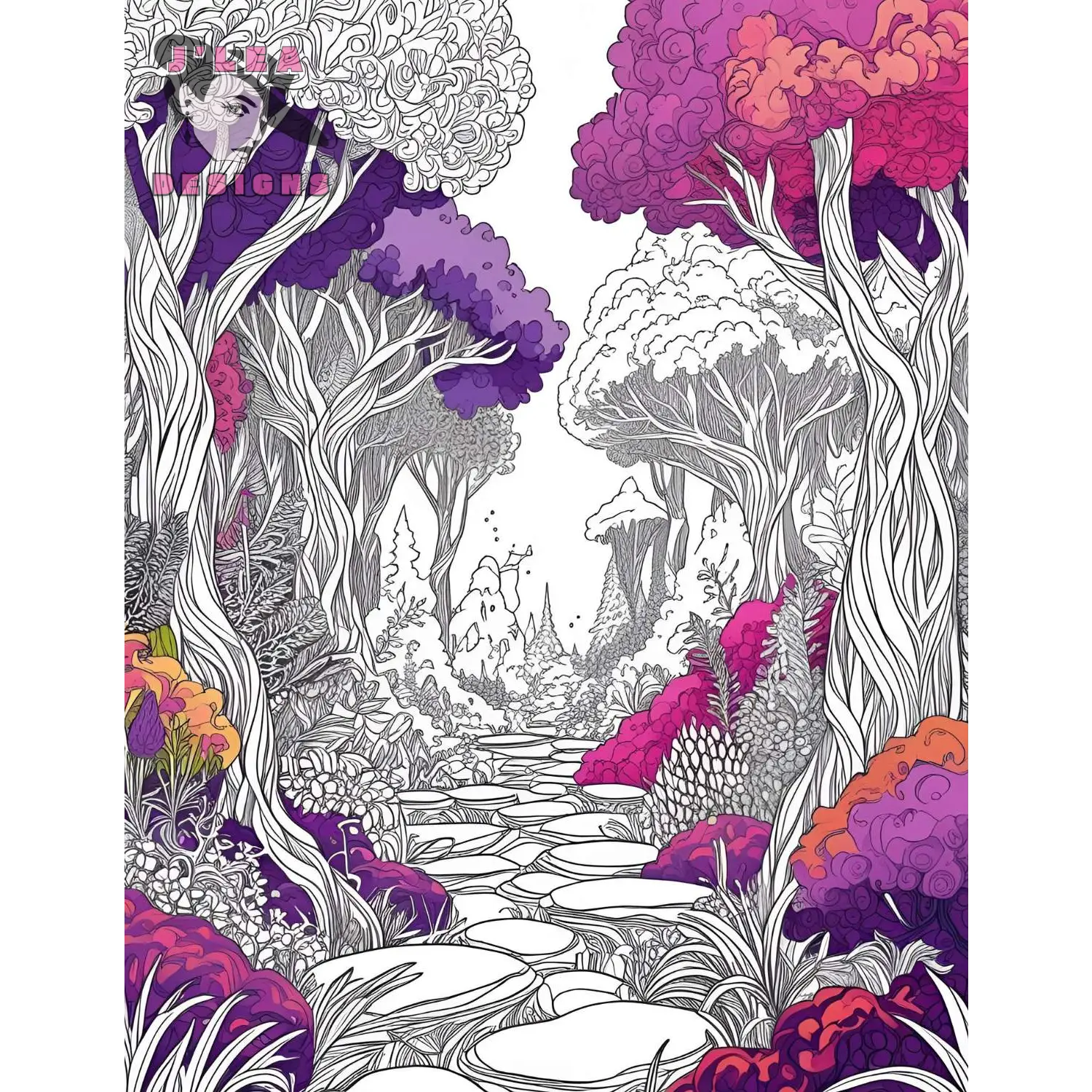 Magical Forest Adult Coloring Pages Printable Collection - Coloring Page