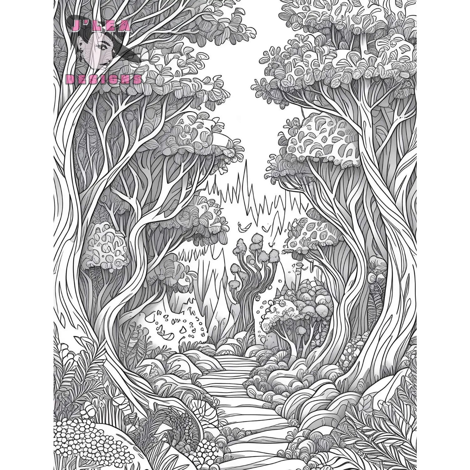Magical Forest Adult Coloring Pages Printable Collection - Coloring Page