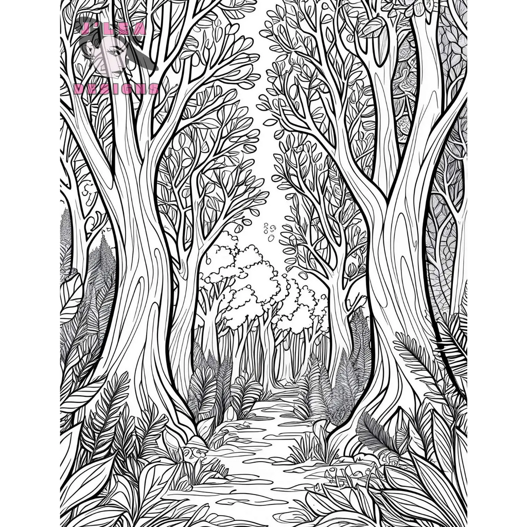 Magical Forest Adult Coloring Pages Printable Collection - Coloring Page